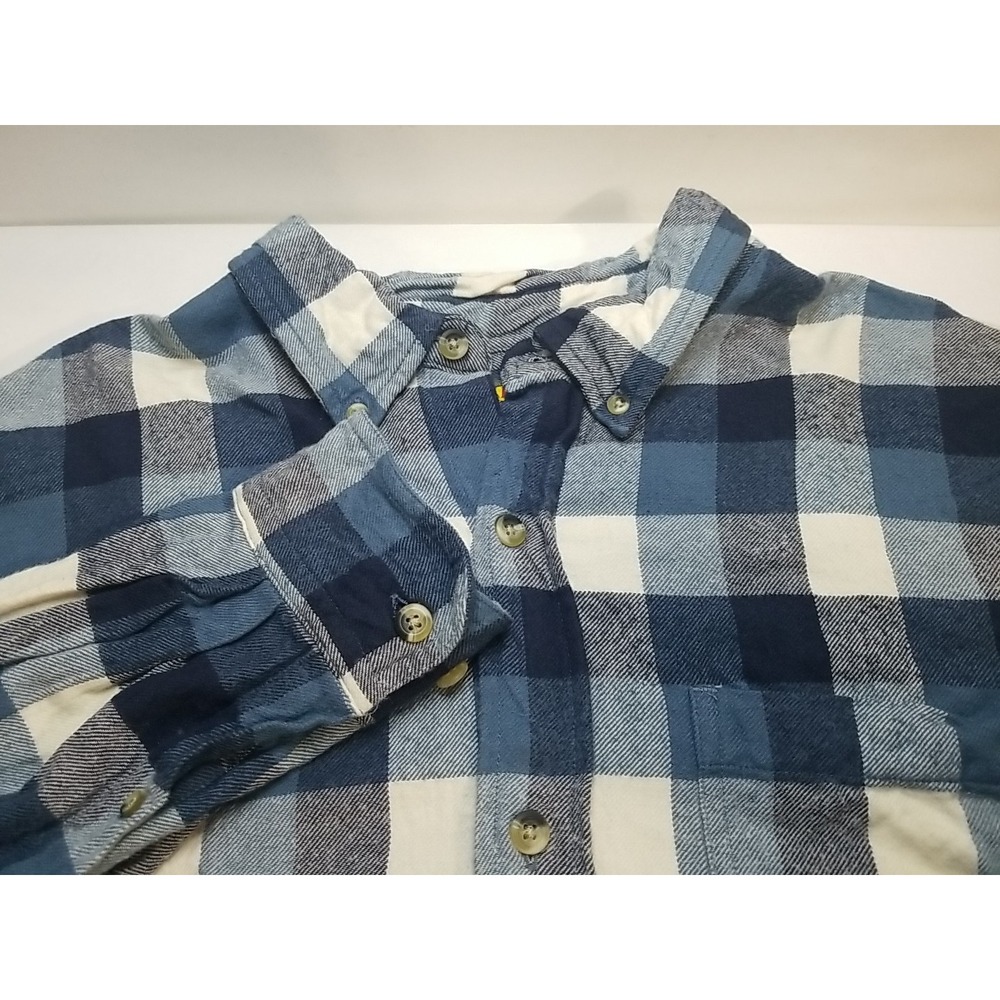Bass Pro Shops Flannel Shirt Mens XL Blue Plaid Long Sleeve Button Up Pockets‎